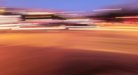 Selective focus photography. A frame in motion. Abstract background. Colorful image. Long shutter speed. Light streaks. Movement of transportation. Shooting from transportation. Blurred image
