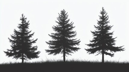 Fototapeta premium Three silhouette pine trees