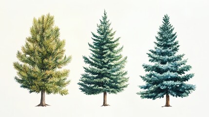 Obraz premium Three stylized evergreen trees