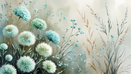 Ethereal Spring Bloom: Soft Textured Blossoms and Whispering Foliage in a Dreamy Pastel Landscape

