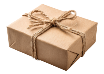 Simple brown package tied with twine