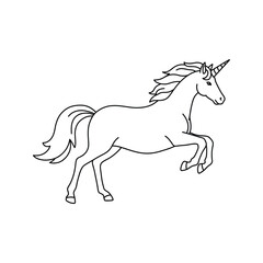 Obraz premium Line art unicorn magical creature mythical horse white background vector illustration fairytale animal elegant design simple drawing coloring page