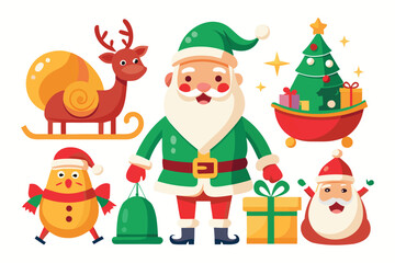 Christmas characters and objects vector collection