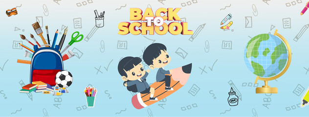 Back to School Vector Illustration – Education Theme with Supplies, and Classroom Elements. Perfect for school promotions, educational materials, and seasonal marketing. Scalable, editable, and ready