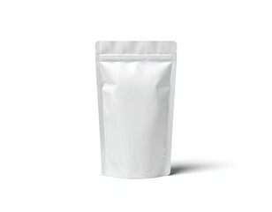 White bag with black zipper, small circular window on light gray background. Simple design, sharp color contrast making the bag stand out prominently.