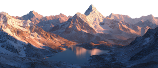 Majestic snow capped mountains reflecting in alpine lake offering stunning vista of natural beauty