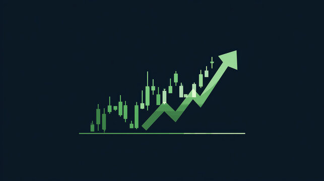 Analyzing stock market trends rising graph with green arrows financial data visualization professional environment