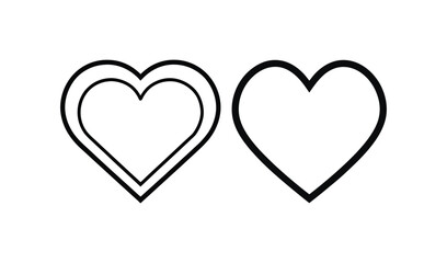 Two simple black and white outline hearts side by side