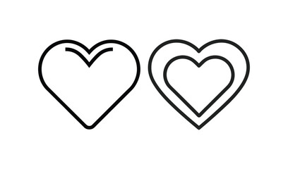 Fototapeta premium Two hand drawn outline hearts simple black and white design