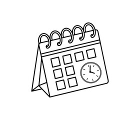 Time Management Icon – Calendar with Clock Vector Design