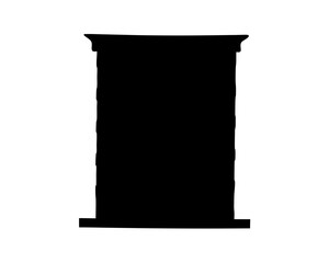 Silhouette of a Monumental Column, Isolated Against a White Background Displaying Architectural Detail