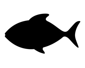 Black Silhouette of a Fish Swimming Against a White Background