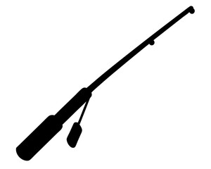A Silhouette of a Fishing Rod Against a White Background Artwork