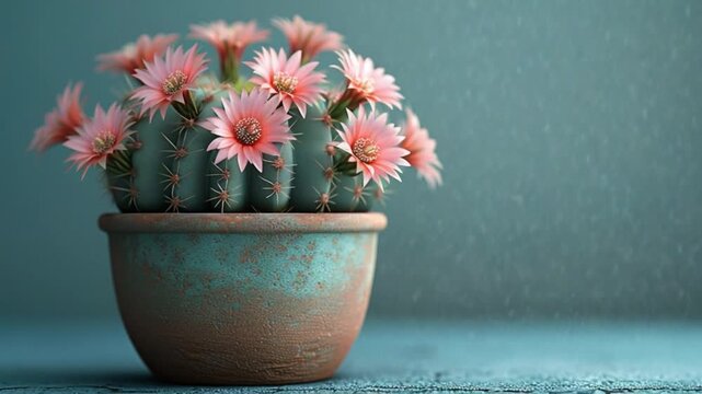 flowering cactus in a very minimalist pot