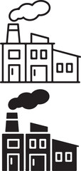 Naklejka premium factory illustration with smoke stacks Black and white buildings