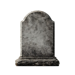 Aged stone monument with rounded top and textured surface isolated on a transparent background weathered