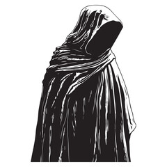 A cloaked figure stands silently in mystery and silhouette.