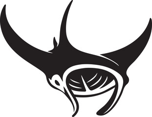 Manta ray silhouette with space detail design, Black stingray illustration vector