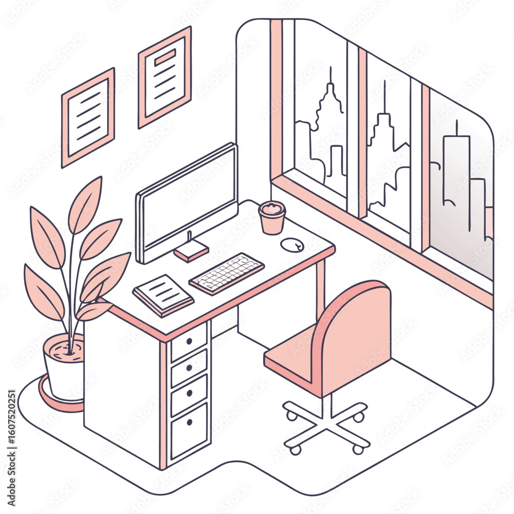Poster a clean and minimalist vector scene featuring a contemporary design rendered with a vibrant color pa