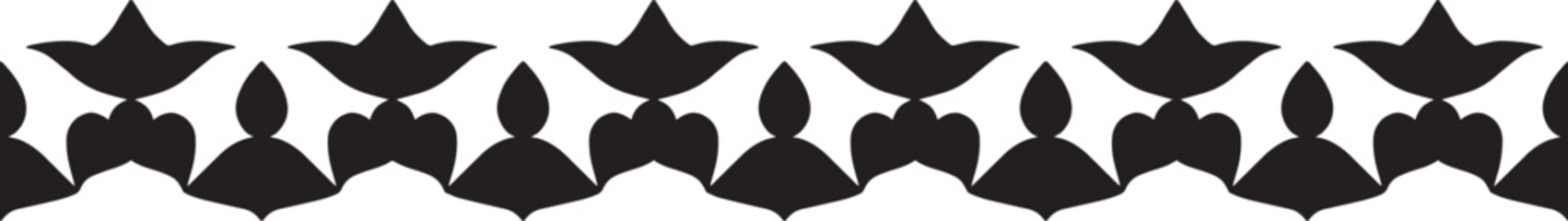 Traditional Floral Silhouette Railing Pattern. Seamless Decorative Pattern.