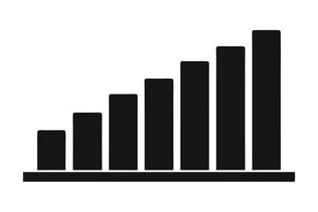 Ascending Bar Graph Silhouette Simple Visual Representation of Gradual Growth or Increasing Data Trends