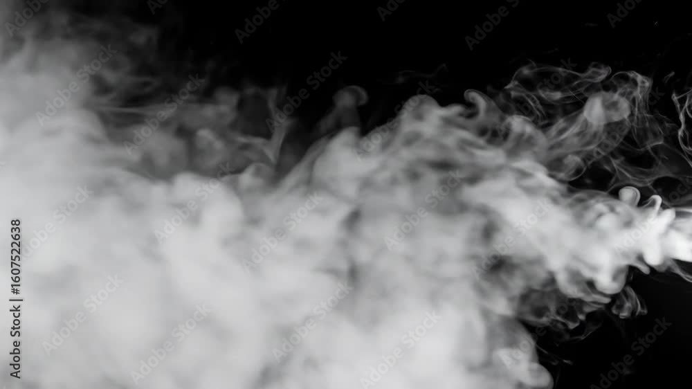 Poster Ethereal White Smoke Flowing Against a Dark Background Creating an Abstract and Mysterious Atmosphere with Subtle Motion and Blurring Effects