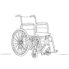 Fototapeta premium Line drawing of a wheelchair, isolated vector image on transparent background 