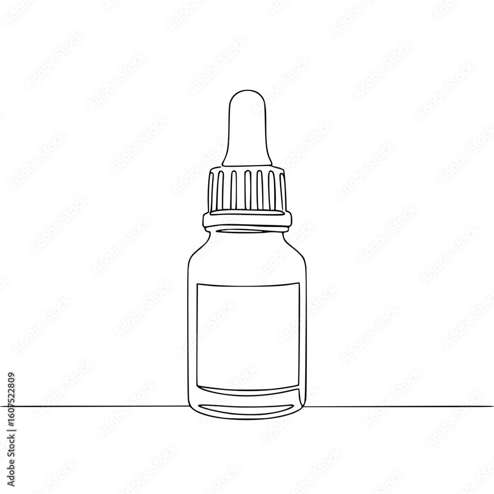 Poster line drawing of a dropper bottle, isolated vector image on transparent background