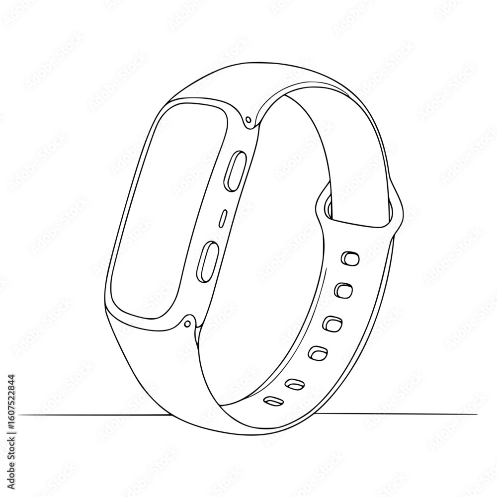 Poster line drawing of a smart watch, isolated vector image on transparent background