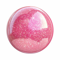 Pink glitter nail polish drop, glossy texture, 3D render, isolated on transparent background