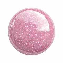Pink glitter nail polish drop, glossy texture, 3D render, isolated on transparent background