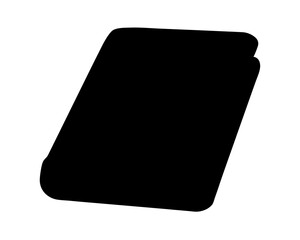 Abstract black shape representing a book or small package in silhouette