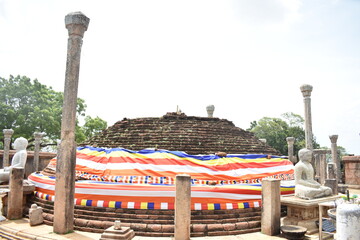 Ancient Pagoda and Statues of Lord Buddha of Girihandu Seya, Thiriyai, Trincomalee, Sri Lanka.