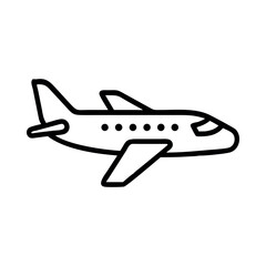 Black outline of a passenger airplane in flight aircraft travel