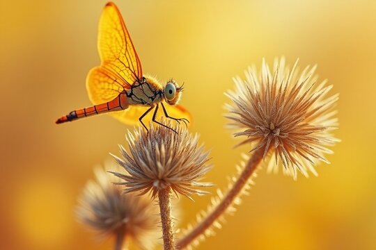 Libelula sobre flor de cardo