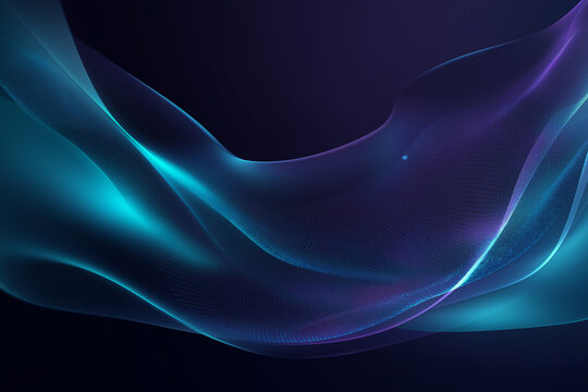 Ultra-detailed dark abstract tech background with glowing fluid lines and digital particles in blue and violet tones, futuristic concept for IT, SaaS, AI, innovation, data and network design - Powered by Adobe