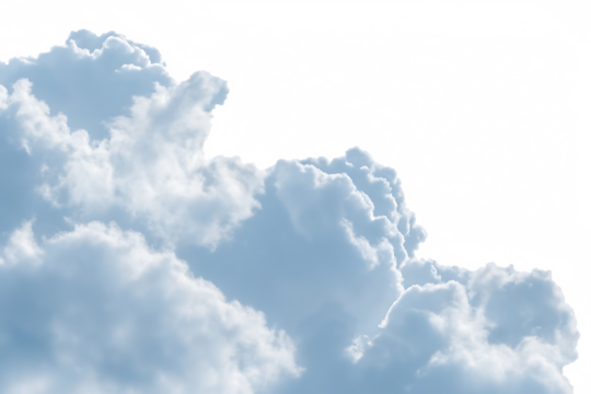 Fluffy cumulus clouds with abstract digital glitch isolated on a transparent background