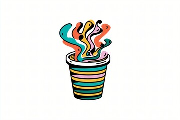 Colorful Abstract Plant Pot with Whimsical Design - Surreal Art and Modern Illustration for Creative Eco-Friendly Home Decor