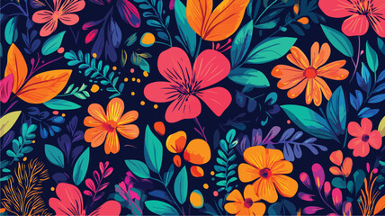 Elegant Abstract Floral Line Pattern with Vibrant Colors
