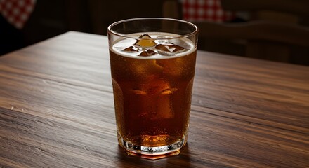 Kvass fermented bread drink cold glass on a restaurant table