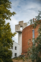 Modern church in Lublin made of concrete and brick. Clean lines and bold architecture showcase contemporary sacred design in Poland’s urban landscape