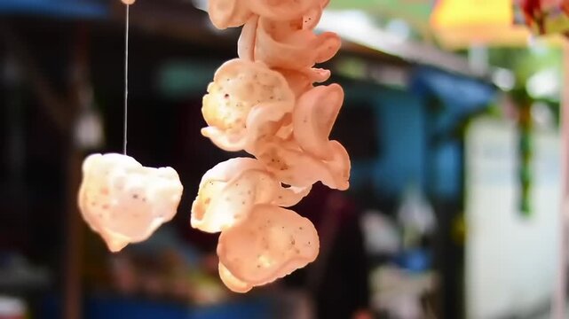 Dried Seafood Snacks Hanging Market.
