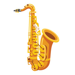 Golden alto saxophone with detailed keys and bell