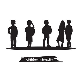 Silhouette of standing children vector illustration