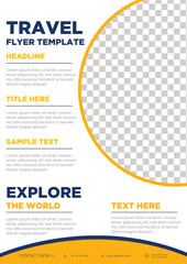 Travel Flyer Template Design with Blue and Orange Theme for Tourism Promotion