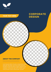 Corporate Business Flyer Template with Two Image Placeholders and Wavy Yellow Design