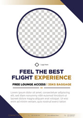 Luxury Airline Promotion Flyer Template with Gold and Navy Theme