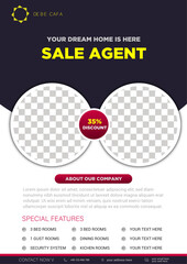 Real Estate Sale Flyer Template with Discount Badge and Dual Image Layout