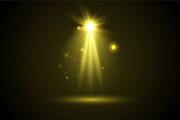 Set of light effects.Vector bright effect of stage spotlight. Sunlight, abstract special effect.On transparent background.