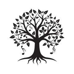 Obraz premium Tree Of Life With Musical Roots Silhouette